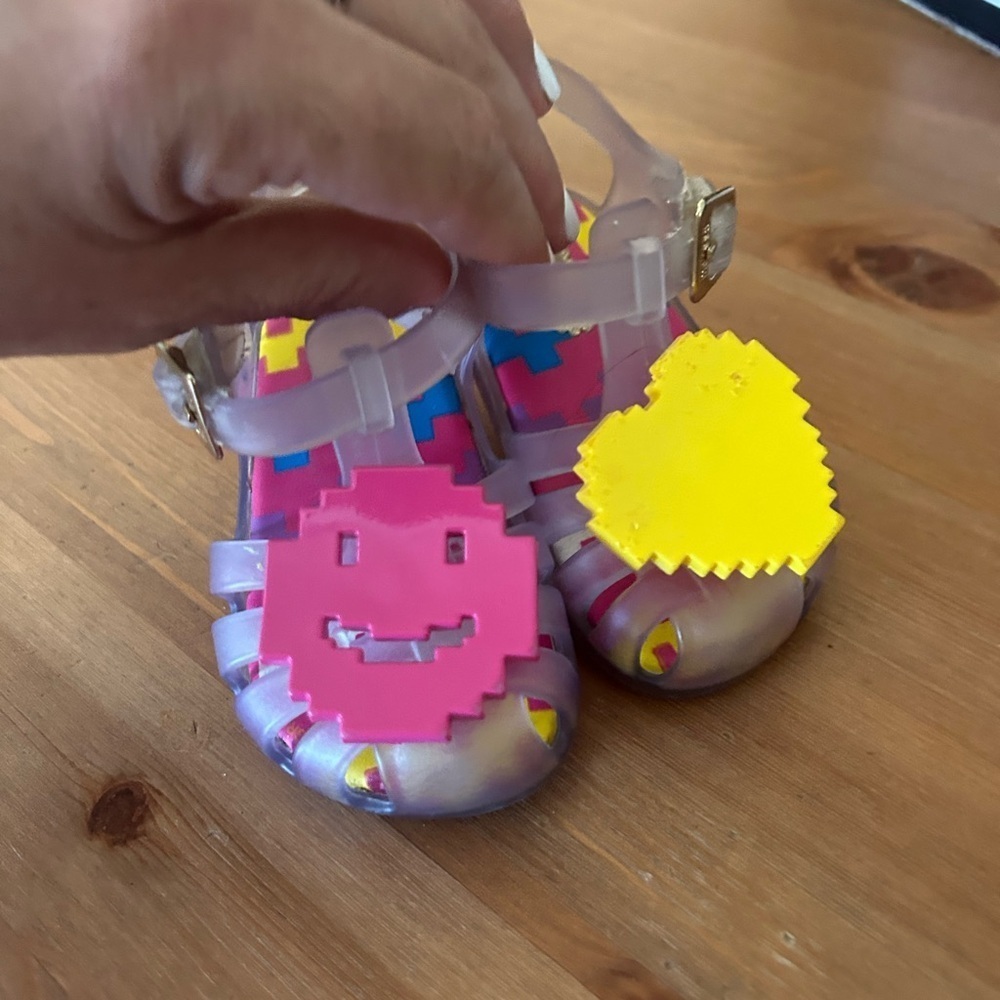 Mini Melissa Size 5 Emoji Jelly Patch Closure Sandals